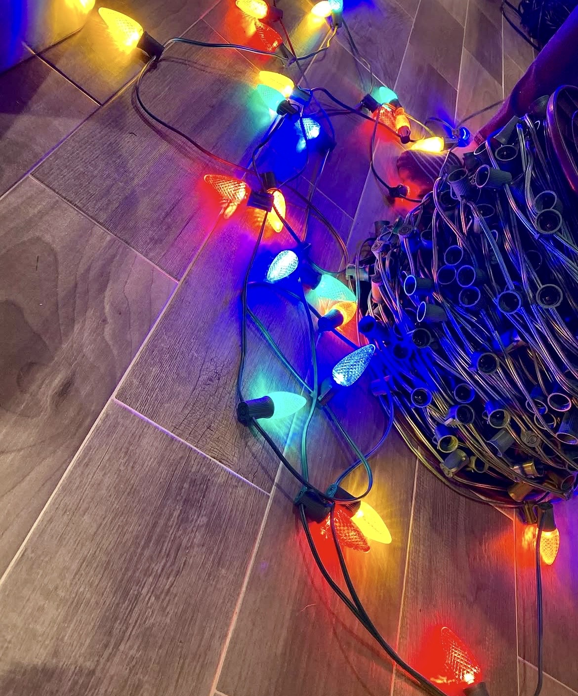 Commercial grade multicolor C9 Christmas bulbs and wiring